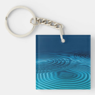 Aqua Blue Ripples  Key Ring
