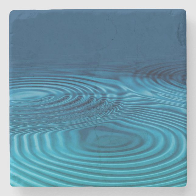 Aqua Blue Ripples  Stone Coaster (Front)