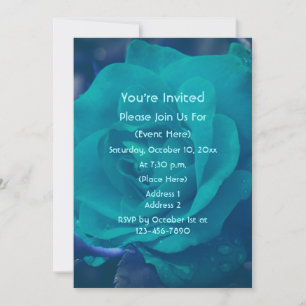Aqua Blue Rose Flower  Invitation
