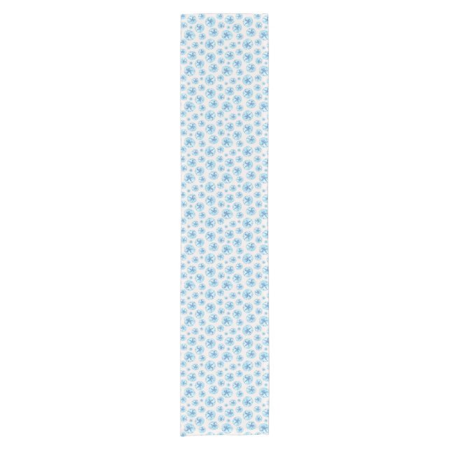 Aqua-blue sand dollar watercolor short table runner (Front)