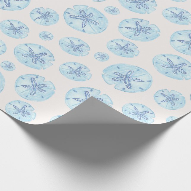Aqua-blue sand dollar wrapping paper (Corner)