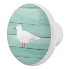 Aqua Blue Sea Gull Faux Wood Seagull Drawer knob