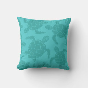 Aqua Blue Sea Turtle Print Cushion