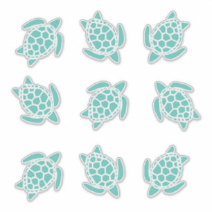 Aqua Blue Sea Turtles Whimsical Nautical 