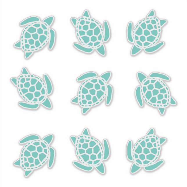 Aqua Blue Sea Turtles Whimsical Nautical  (Front)