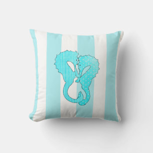 Aqua Blue Seashell and Seahorses Pillow