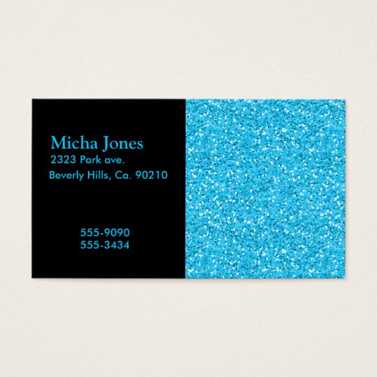 Aqua Blue Shimmer Glitter Business Card