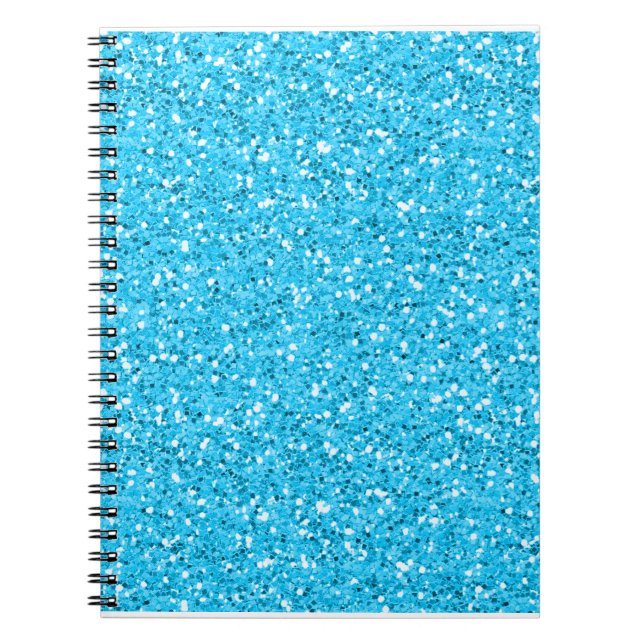 Aqua Blue Shimmer Glitter Notebook (Front)