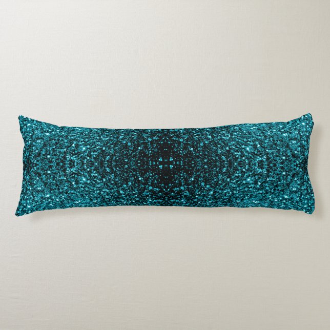 Aqua blue shiny faux glitter sparkles body cushion (Front)