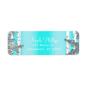 Aqua Blue & Silver Winter Snowflakes Elegant Party