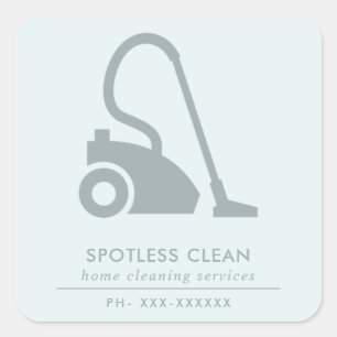 AQUA BLUE SIMPLE VACUUM CLEANER CLEANING SERVICE SQUARE STICKER