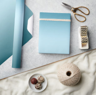 Aqua Blue Sky Ombre Birthday Wrapping Paper