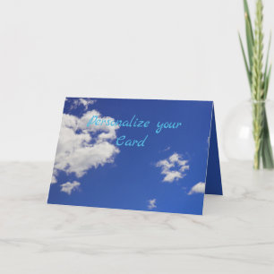 Aqua Blue Sky with White Clouds, Photo Thank You Card