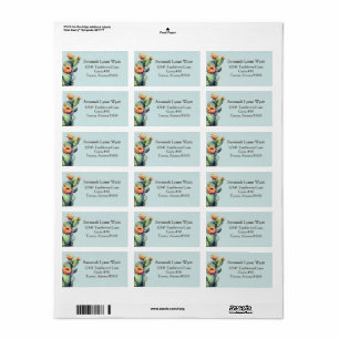 Aqua Blue Southwest Floral Cactus Desert Theme Label