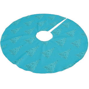 Aqua Blue Sparkle Christmas Tree Brushed Polyester Tree Skirt