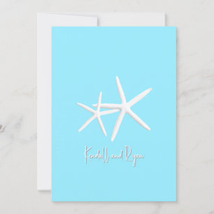 Aqua Blue Starfish Beach Wedding Invitations