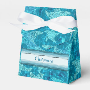 Aqua Blue Starfish Pattern Tent Favour Box