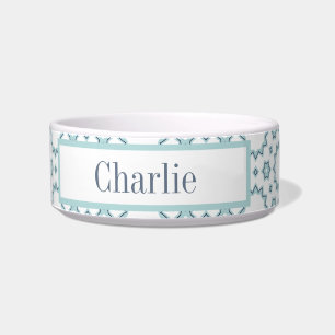 Aqua Blue Stars Dog Bowl