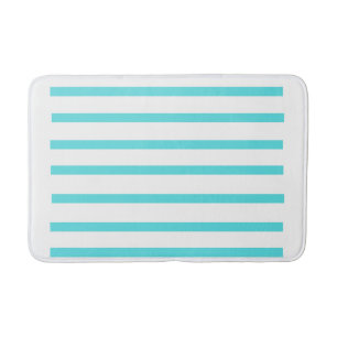 Aqua Blue Striped Bath Mat – Modern Horizontal