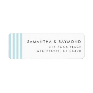 Aqua Blue Stripes Coastal Return Address