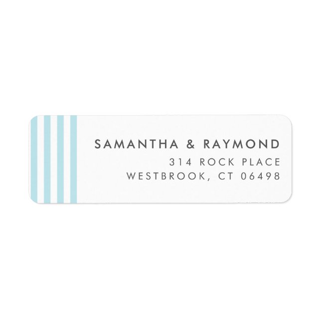 Aqua Blue Stripes Coastal Return Address (Front)