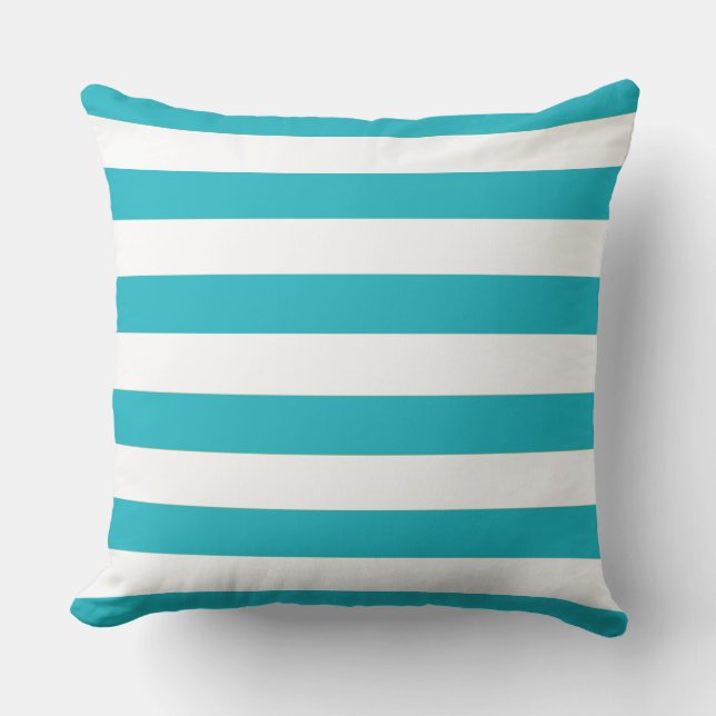 Aqua Blue Stripes Pattern Cushion (Front)