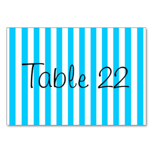 Aqua Blue Stripes Table Number