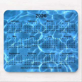 Aqua Blue Swimming Pool Calendar Promotional Mouse Mat