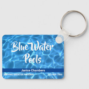 Aqua Blue Swimming Pool Cleaning Service Key Ring