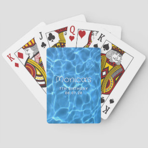 Aqua Blue Swimming Pool Girly 7th Birthday Playing Cards