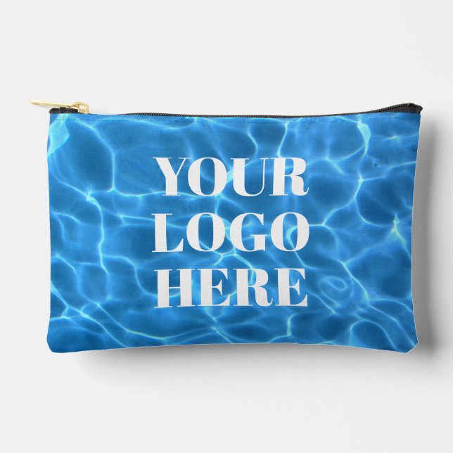 Aqua Blue Swimming Pool Photo for Your Logo Accessory Pouch (Front)