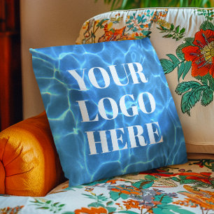 Aqua Blue Swimming Pool Photo for Your Logo Cushion