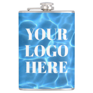 Aqua Blue Swimming Pool Photo for Your Logo Hip Flask