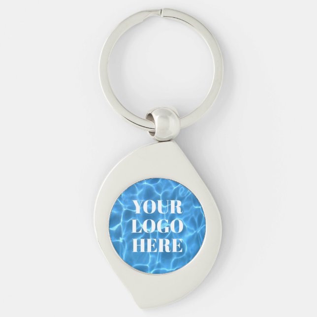 Aqua Blue Swimming Pool Photo for Your Logo Key Ring (Front)