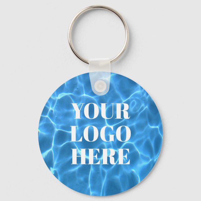 Aqua Blue Swimming Pool Photo for Your Logo Key Ring (Front)