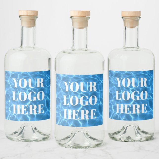 Aqua Blue Swimming Pool Photo for Your Logo Liquor Bottle Label (Bottles)