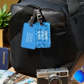 Aqua Blue Swimming Pool Photo for Your Logo Luggage Tag