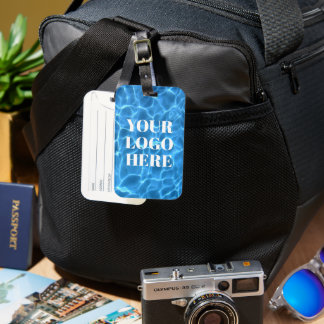 Aqua Blue Swimming Pool Photo for Your Logo Luggage Tag