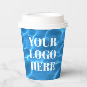 Aqua Blue Swimming Pool Photo for Your Logo Paper Cups