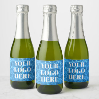 Aqua Blue Swimming Pool Photo for Your Logo Sparkling Wine Label