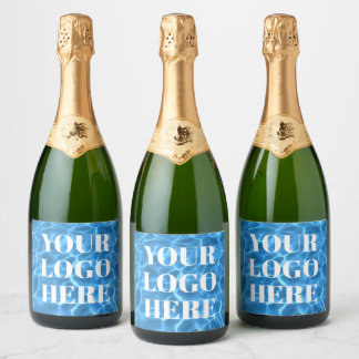 Aqua Blue Swimming Pool Photo for Your Logo Sparkling Wine Label