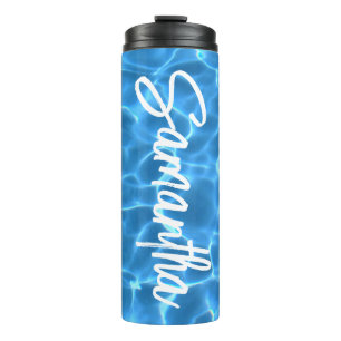 Aqua Blue Swimming Pool Photo Personalised Thermal Tumbler