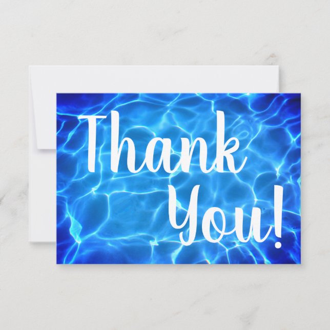 Aqua Blue Swimming Pool Photo Thank You Card (Front)