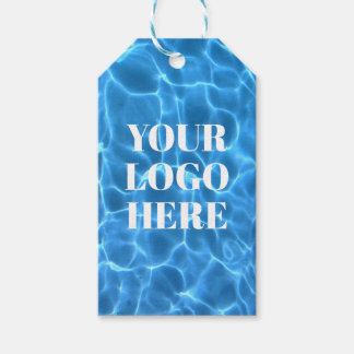Aqua Blue Swimming Pool Vertical Photo Logo Gift Tags