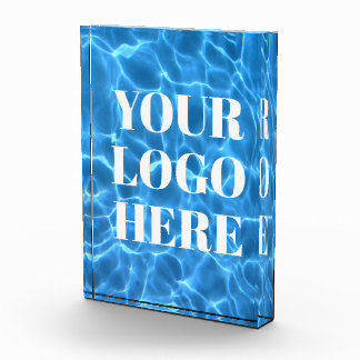 Aqua Blue Swimming Pool Vertical Photo Your Logo Block
