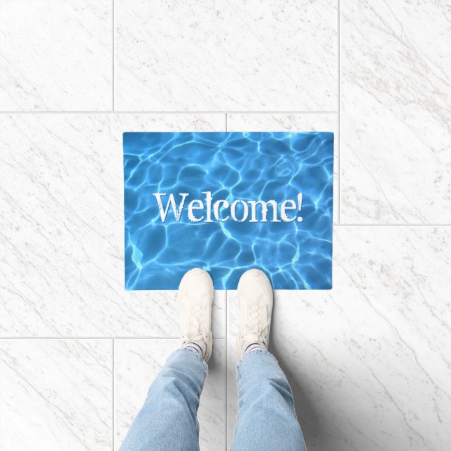 Aqua Blue Swimming Pool Water Photo Doormat (Indoor)