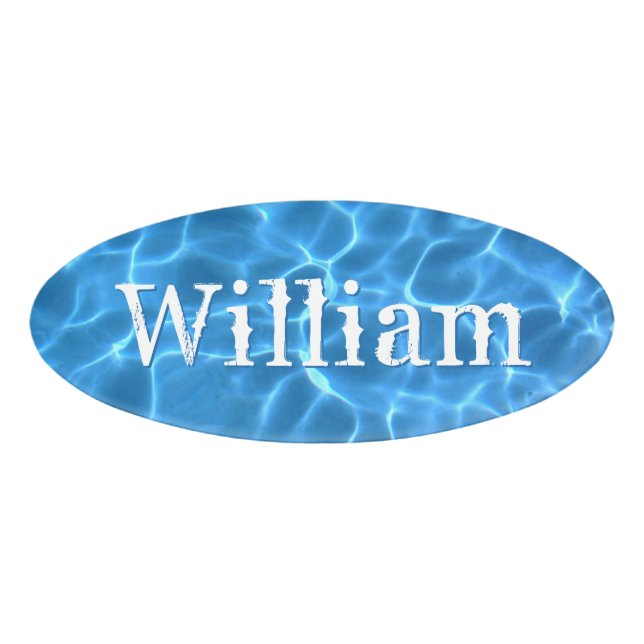 Aqua Blue Swimming Pool Water Photo Name Tag (Front)