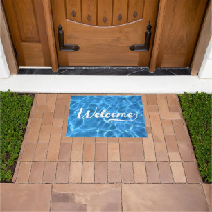 Aqua Blue Swimming Pool Water Photo Welcome Doormat