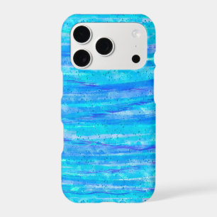 Aqua Blue, Teal and Purple Speckled Waves