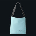 Aqua Blue Teal Girly Script Monogram Name Modern Crossbody Bag<br><div class="desc">Aqua Blue Teal anniversary,  baby shower or bachelorette party gift for someone that loves glam luxury and chic styles.</div>